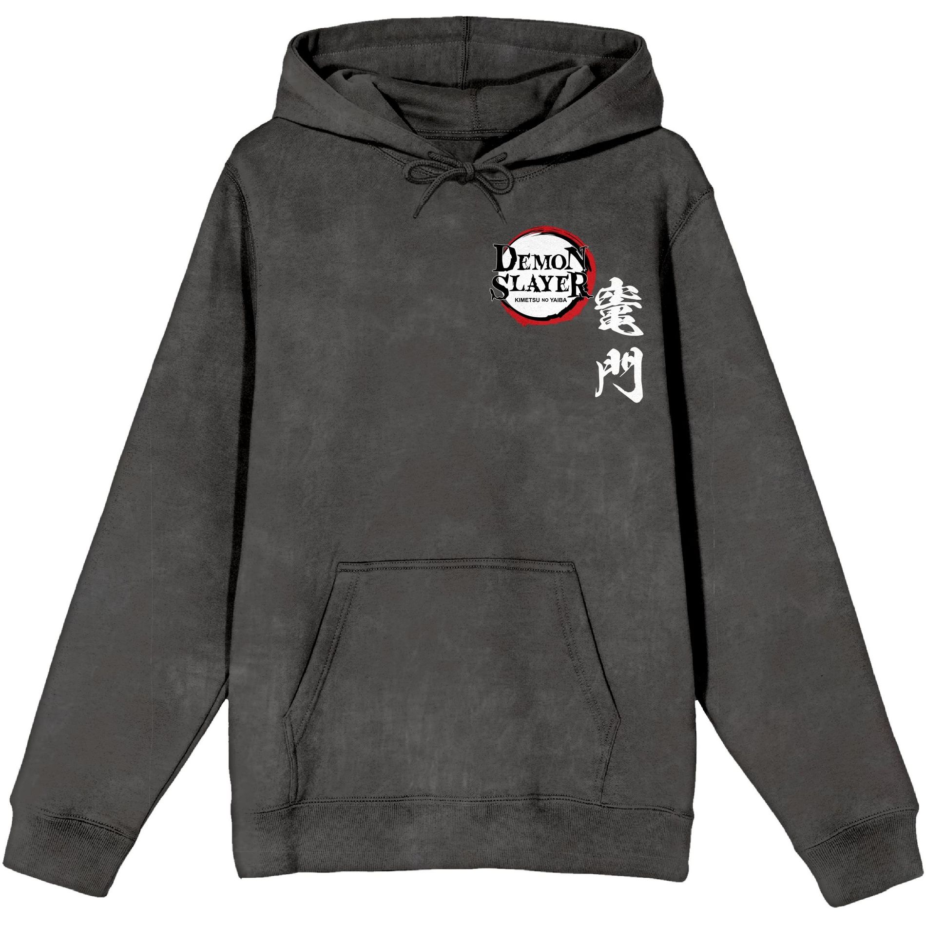 Demon Slayer Tanjiro Character Art Men’s Charcoal Mineral Wash Long Sleeve Hooded Sweatshirt