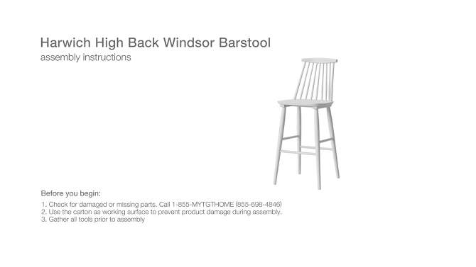 Harwich High Back Windsor Barstool Black - Threshold&#8482;, 2 of 6, play video
