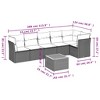 vidaXL Patio Sofa Set with Cushions 7 Piece, Outdoor Conversation Set, Patio Furniture Set for Balcony Garden, Modern Style, Gray Poly Rattan - 3 of 4