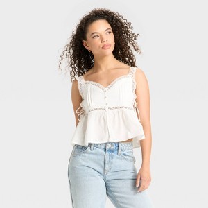 Women's Lace Trim Babydoll Flyaway Tank Top - Wild Fable™ - 1 of 3