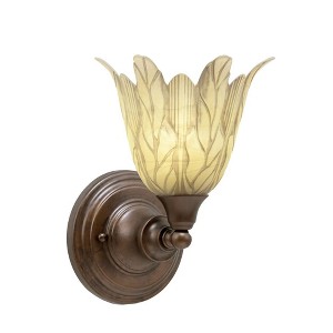 Toltec Lighting Any 1 - Light Sconce in  Bronze with 7" Vanilla Leaf Shade - 1 of 1