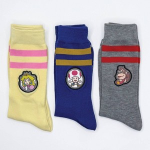 Nintendo Princess Peach, Toad & Donkey Kong 3pk Crew Socks - 1 of 4