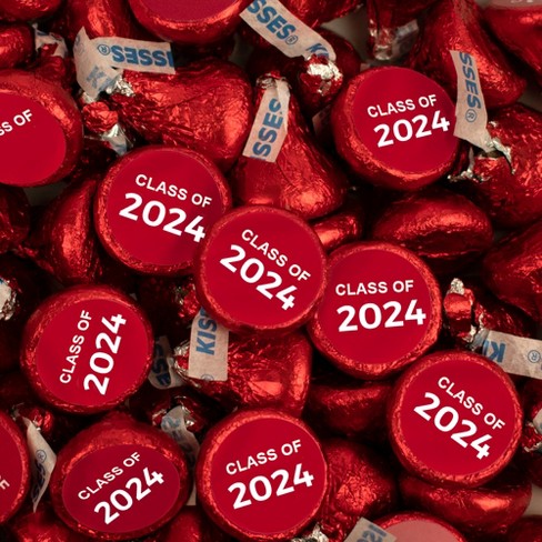 100 Pcs Red Graduation Candy Hershey's Kisses Milk Chocolate Class Of ...