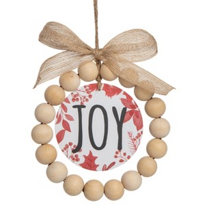 Transpac Wood 6.25 in. Multicolored Christmas Beaded Decor Ornament - 1 of 2