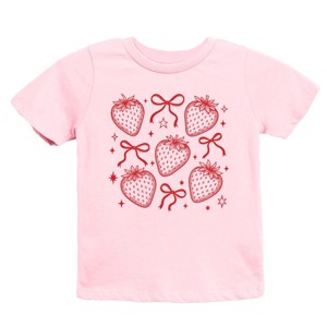 The Juniper Shop Coquette Strawberry Chart Youth Short Sleeve Tee - XL - Pink - 1 of 4