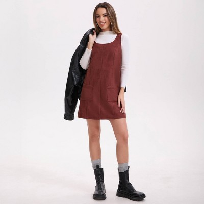Женские платья Wild Fable Women's Sleeveless Faux Suede Pocket Mini A-Line Dress - Wild Fable™ Brown M — фото 3