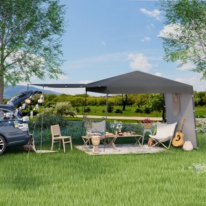 EROMMY 10x10 Ft Pop Up Canopy Tent With 2 Sidewalls, Waterproof Sun Shade Tent For Commercial Events, Markets, And Backyard Gatherings - 1 of 4