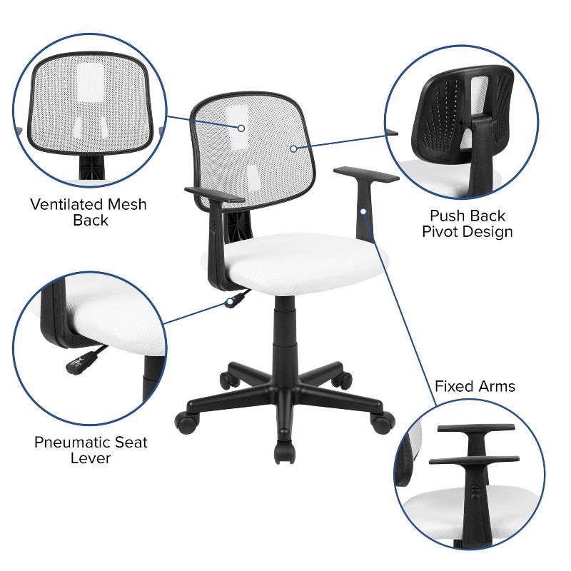 Emma and Oliver Pivot Back Mesh Swivel Task Office Chair with Arms, 5 of 13