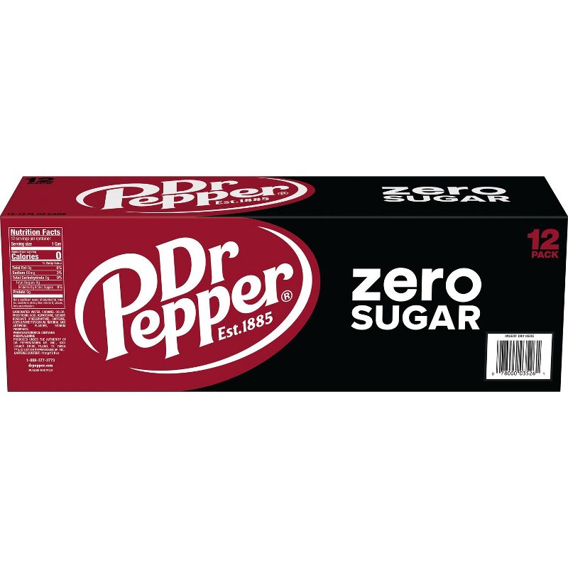 Dr Pepper Zero Sugar Soda - 12pk/12 fl oz Cans, 5 of 10