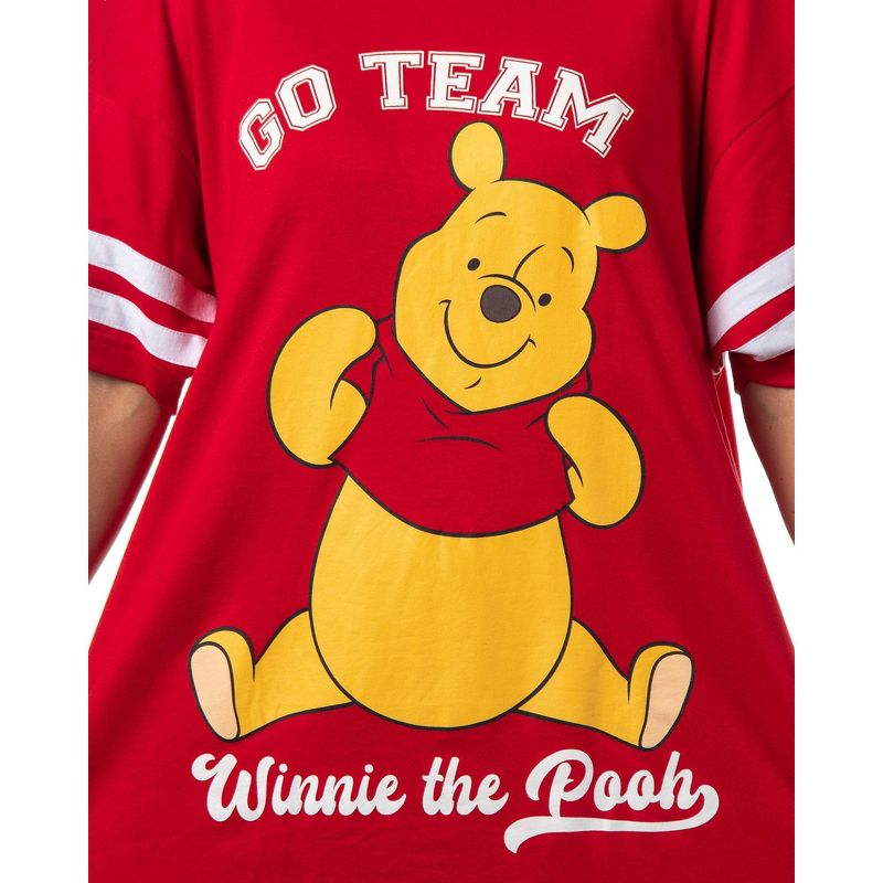 Winnie-the-Pooh Women's Go Team Shirt Pajama Dorm Sleep Shirt Nightgown Red, 3 of 6