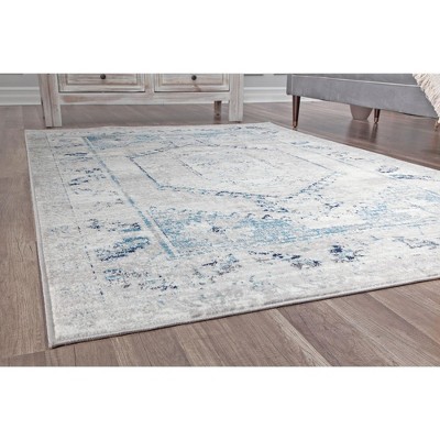 Misty Smoke Rectangular Synthetic Stain-Resistant Area Rug