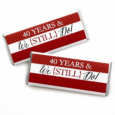 Big Dot of Happiness We Still Do - 40th Wedding Anniversary Party - Candy Bar Wrappers Party Favors - Set of 24