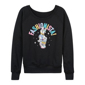 Women's - Disney - Fashionista Lightweight French Terry Wide Neck Long Sleeve Shirt - 1 of 4