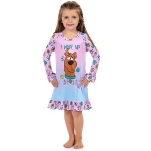 Scooby Doo Toddler Girl I Woke Up Like This Raglan Ruffle Gown Nightgown - 1 of 4
