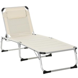 Resenkos Folding Lounge Chair Outdoor 5-Level Reclining Chaise Lounge Chair Outdoor Camping Tanning Chair, - 1 of 4