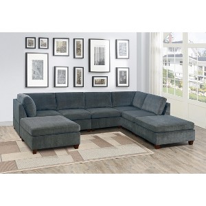 NicBex Modular Sectional 6pc Set L-Shaped Modular Sofa Bed Modern Including Couch 2x Corner Wedge 2x Armless Chairs and 2x Ottomans - 1 of 4