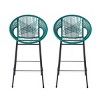 42''H Outdoor Armless Height Bar Stools Set of 2,Wicker Patio Barstool with Footrest,Metal Woven Back Bar Chairs for Garden,Balcony-Coolbibila - 2 of 4