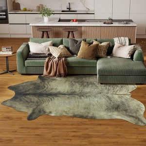 Faux Cowhide Rug 61x74.8 Inch, Western Animal Skin Carpet for Living Room Bedroom, Cowboy Cowgirl Home Decor - 1 of 4