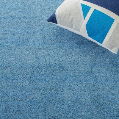 Himalaya Blue Round Tufted Wool Shag Rug, 8' x 8'
