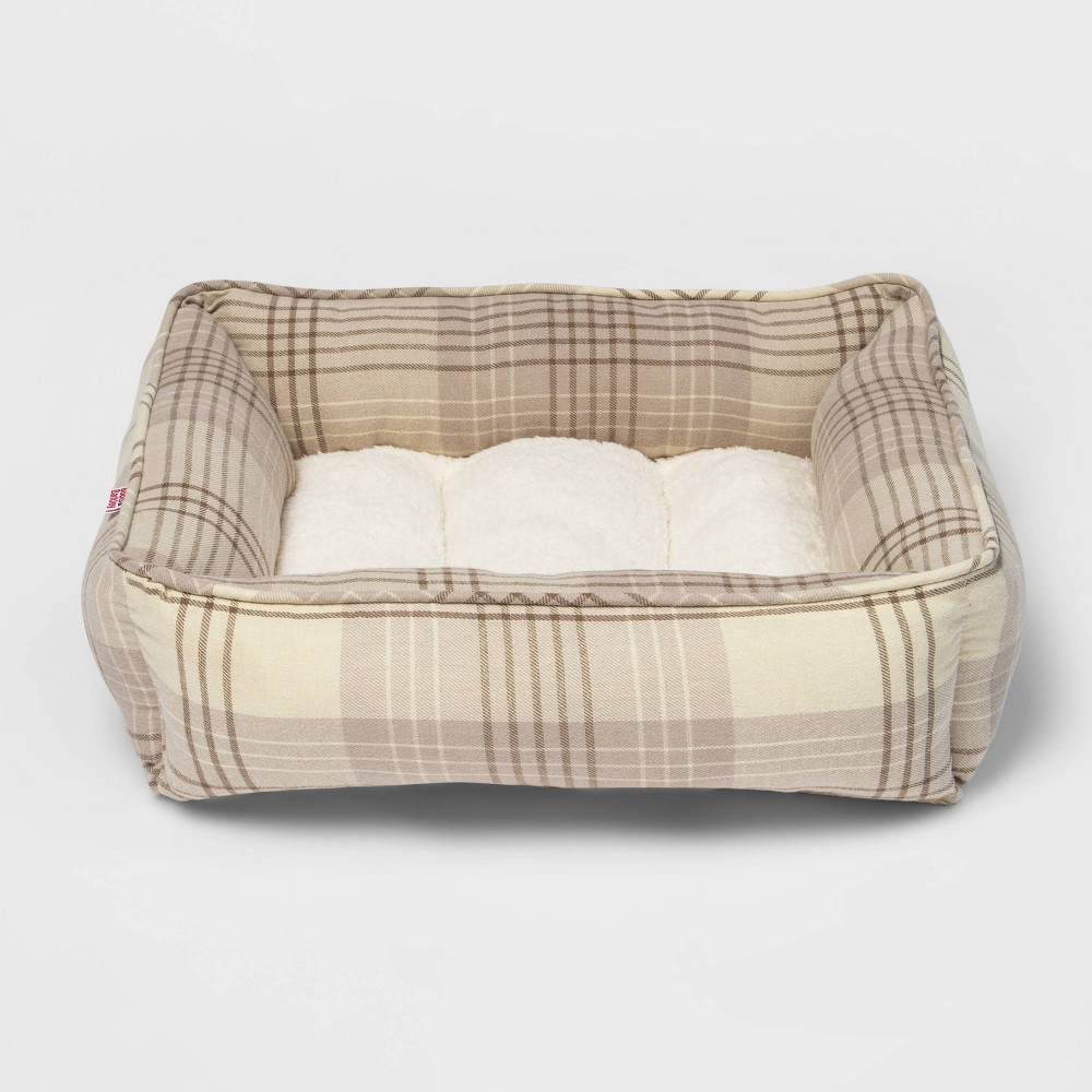 Orthopedic Plaid Flannel Cuddler Dog Bed - L - Cream/Brown - Boots & Barkley™