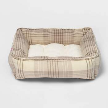 Orthopedic Plaid Flannel Cuddler Dog Bed - Cream/Brown - Boots & Barkley™