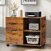 ELJGET 3-Drawer Lateral File Cabinet with Wheels,Under-Desk Rolling Storage Printer Stand with Adjustable Shelf,Wood Organizer for Home & Office - 2 of 4
