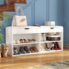 Famapy Wooden Shoe Cabinet with Cushions Open Shelves White - 4 of 4