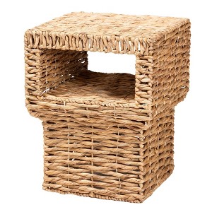 bali & pari Raziel Seagrass End Table: Fully Assembled, Bohemian Design, Open Shelf Storage - 1 of 4