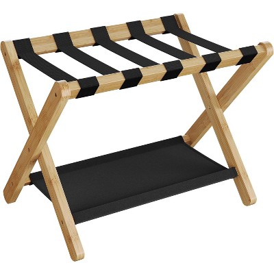 Luggage Rack, Folding Suitcase Stand with Storage Shelf, for Guest Room, Hotel, Bedroom