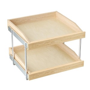 LOVMOR 2 Tier Soft Close Pull Slide Out Cabinet Organizer, Wooden Cabinet Drawer Organizer with U Bracket - 1 of 4