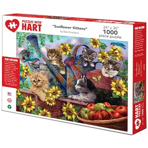 Hart Puzzles Sunflower Kittens by Bob Giordano, 24 x 30 1000 Piece Puzzle - 1 of 4