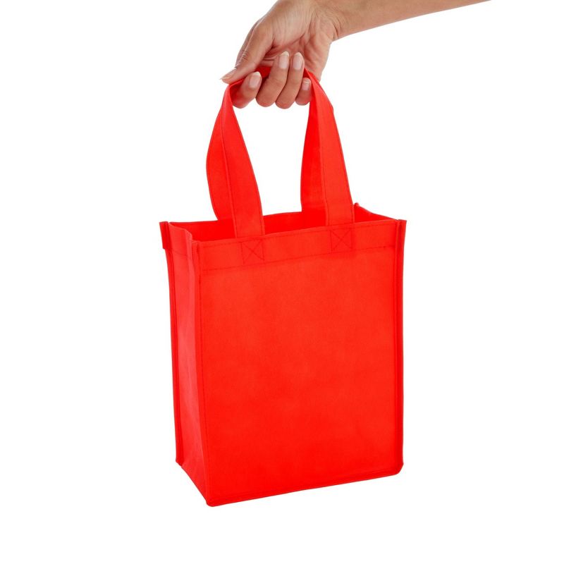 Okuna Outpost 24 Pack Medium Non Woven Tote Bags, Reusable Produce Shopping Grocery Bags, Red, 8 x 10 x 4 In, 5 of 9