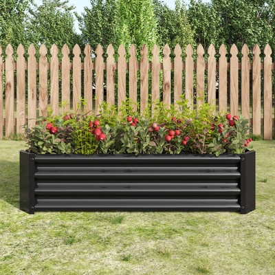 Lycvki 4×2×1ft Metal Raised Planter Garden Bed