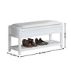 NicBex 35.43" Upholstered Shoe Bench,Modern Ottoman with Storage Space and Open Shelf for Living Room,Entryway - 3 of 4