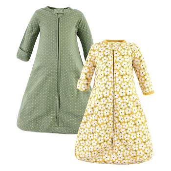 Hudson Baby Infant Girl Cotton Long-Sleeve Wearable Sleeping Bag, Sack, Blanket, Sage Floral Long Sleeve