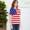 Anna-Kaci Women's Flag Short Sleeve T-Shirt with Star and Stripe Design - 2 of 4