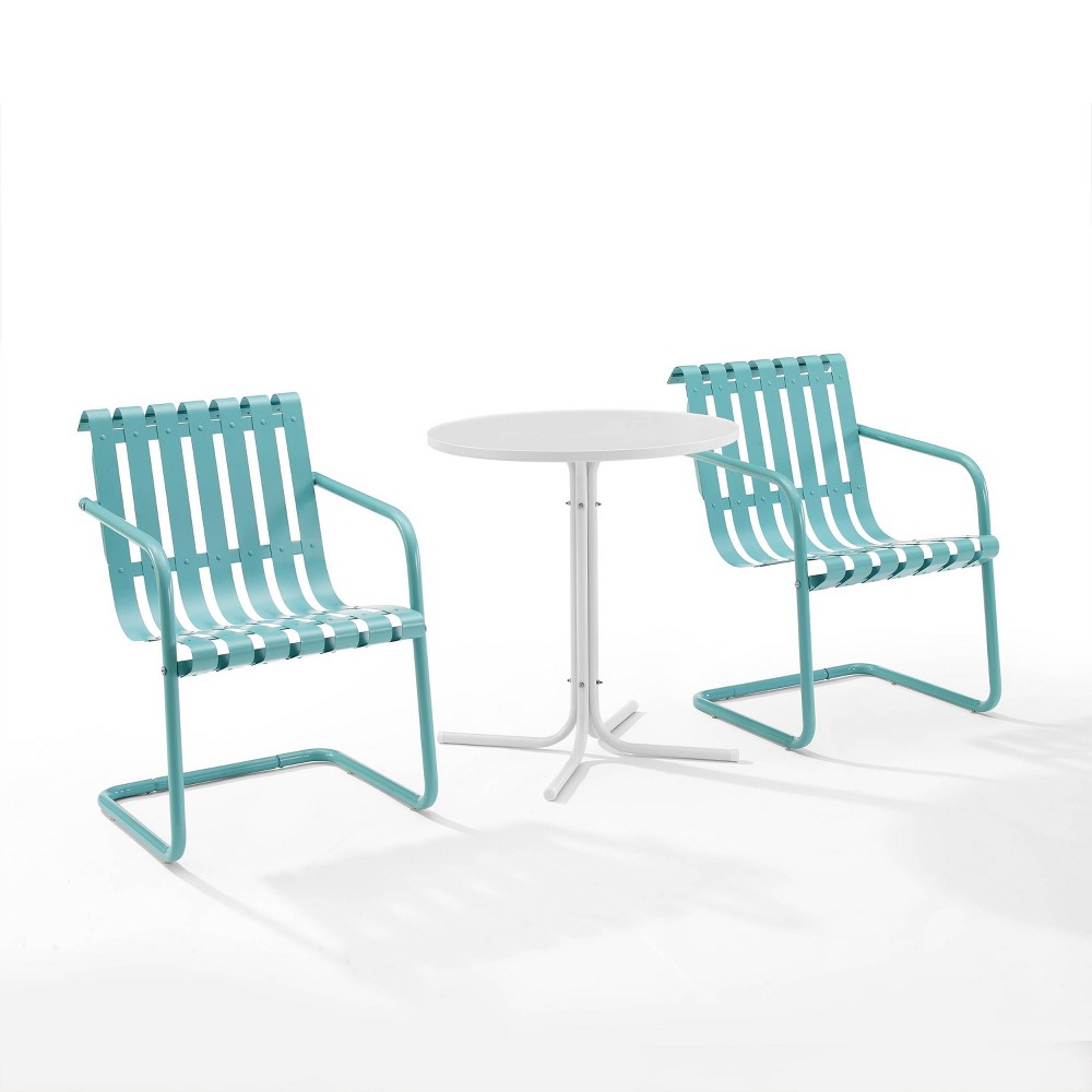 Photos - Garden Furniture Crosley Gracie 3pc Outdoor Metal Bistro Set with Table & 2 Armchairs - Pastel Blue 