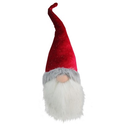 Northlight 14" Red and White Glittered Santa Gnome Head Christmas Decoration