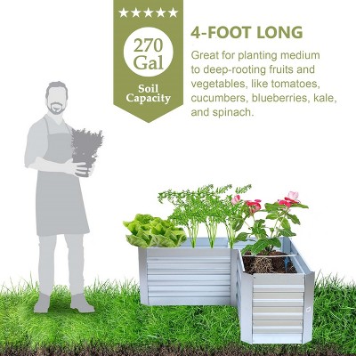 L-Shaped Galvanized Steel Raised Garden Bed - 47.8" x 20.5"