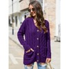 Women's Open Front Cardigan Sweater with Pockets Long Sleeve Cable Knit Button Loose Cardigan Sweater Outwear - 4 of 4