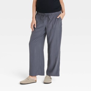 Under Belly Mid-Rise Everyday Wide Leg Maternity Pants - Isabel Maternity by Ingrid & Isabel™ Gray - 1 of 3