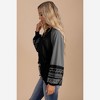 Amaryllis Women’s Mixed Stripe Long Sleeve Raglan Top With Bandana Print Puff Sleeves - 2 of 4
