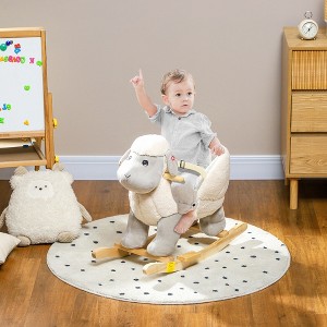 Whisen Baby Rocking Horse Sheep, Plush Lamb Rocker, Rocking Animal with Seat Bel & Pedals for Kids 1-3 Years - Gray - 1 of 4