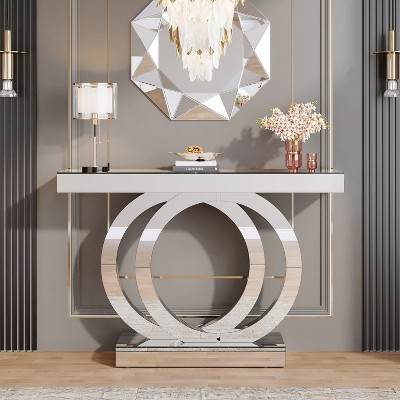 Hommoo 43.3-Inch Mirrored Console Table