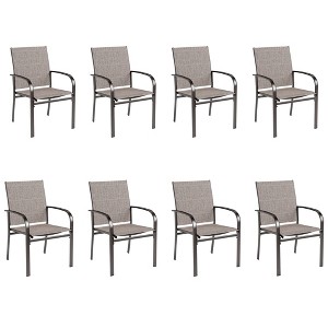 Captiva Designs Outdoor Patio Sling Fixed Dining Chairs with Black Steel Frame - 1 of 4