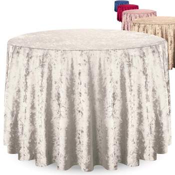 RCZ Décor Elegant Round Table Cloth - Made With Fine Crushed-Velvet Material, Beautiful Off-White Tablecloth With Durable Seams