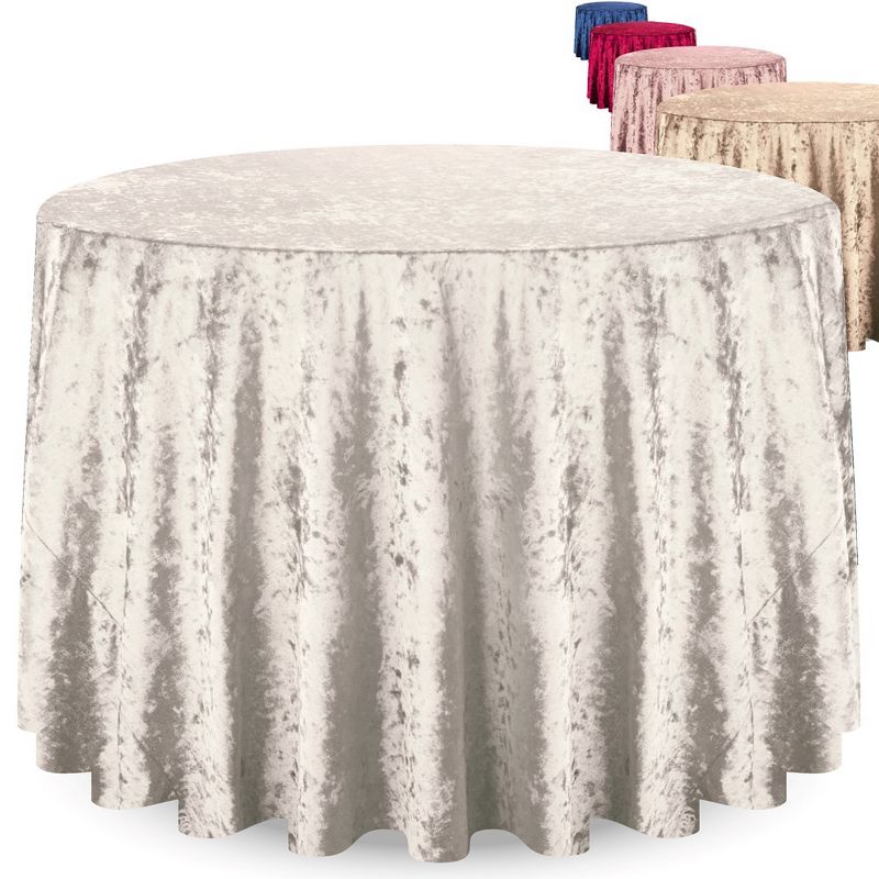 RCZ Décor Elegant Round Table Cloth - Made With Fine Crushed-Velvet Material, Beautiful Off-White Tablecloth With Durable Seams, 1 of 5