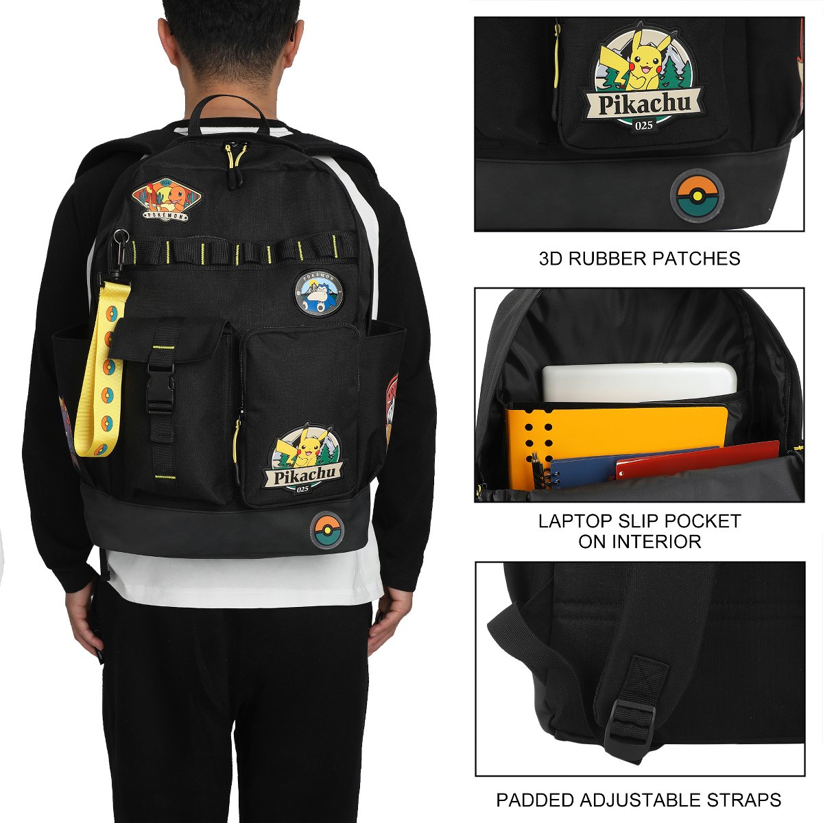 Рюкзаки Pokemon Pokémon Character Patches 19" Black Backpack — фото 4