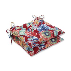2pk Colsen Wrought Iron Outdoor Seat Cushions Berry Red - Pillow Perfect: Floral Pattern, Weather-Resistant - 1 of 4