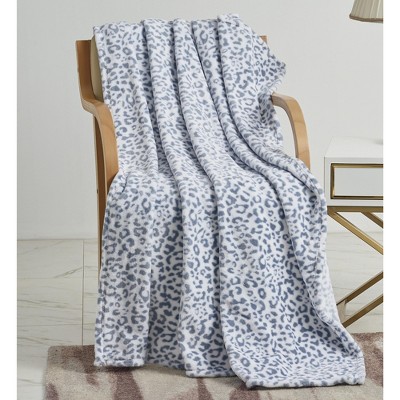 Noble House Extra Heavy and Plush Oversized Throw Blanket  50" x 70" - Grey White Leopard